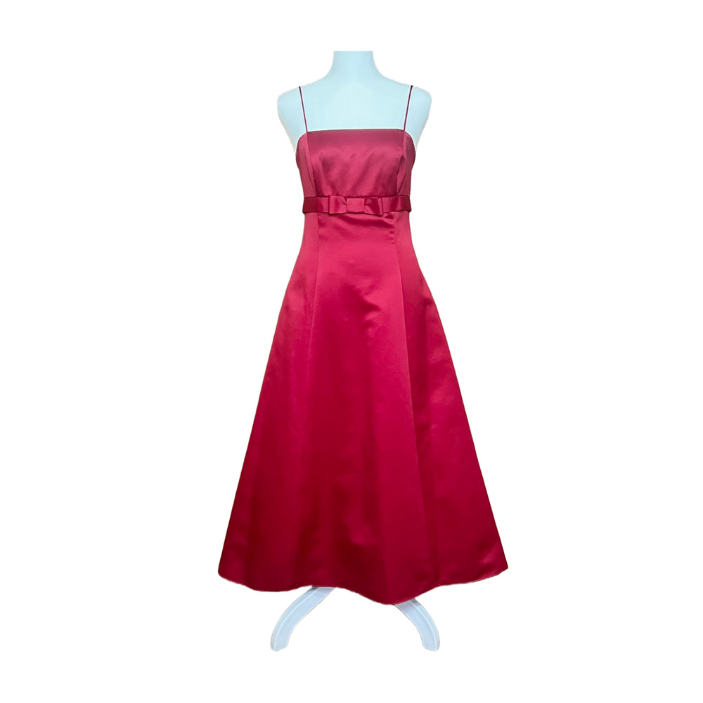 David's Bridal Dress 2 Cherry Red Empire Waist Bridesmaid Wedding Party Formal